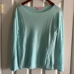 Lilly Pulitzer, Sz XS, Turquoise Linen Pullover Sweater